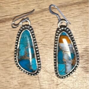 Multistone spice and sterling Silver Drop Earrings